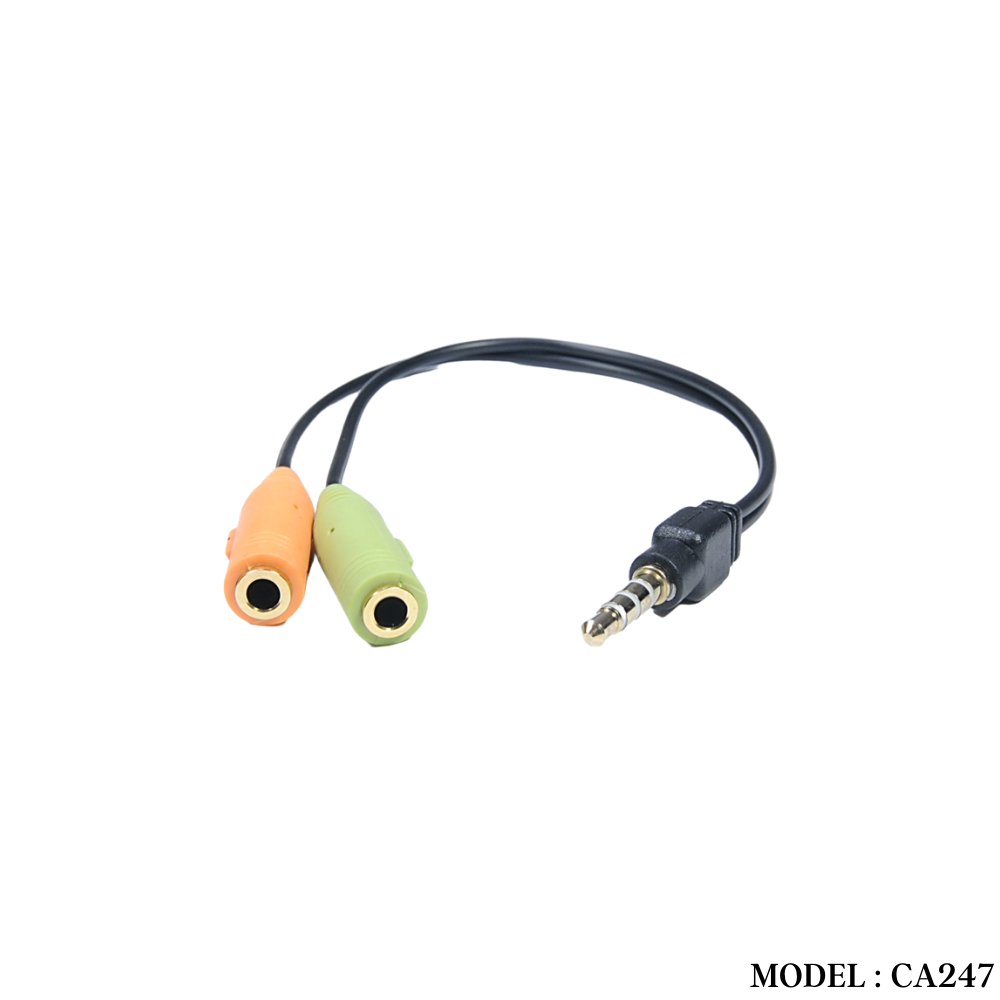 CA247 3 LINE STEREO TO2 FEMALE ( MIC & EARPHONE) 20CM