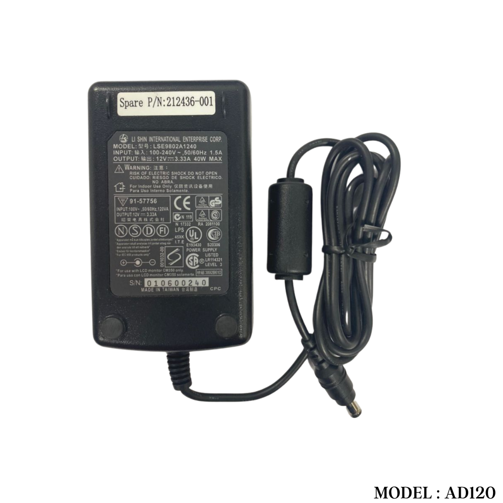 AD120 12V 3.33A ADAPTOR -2.1MM