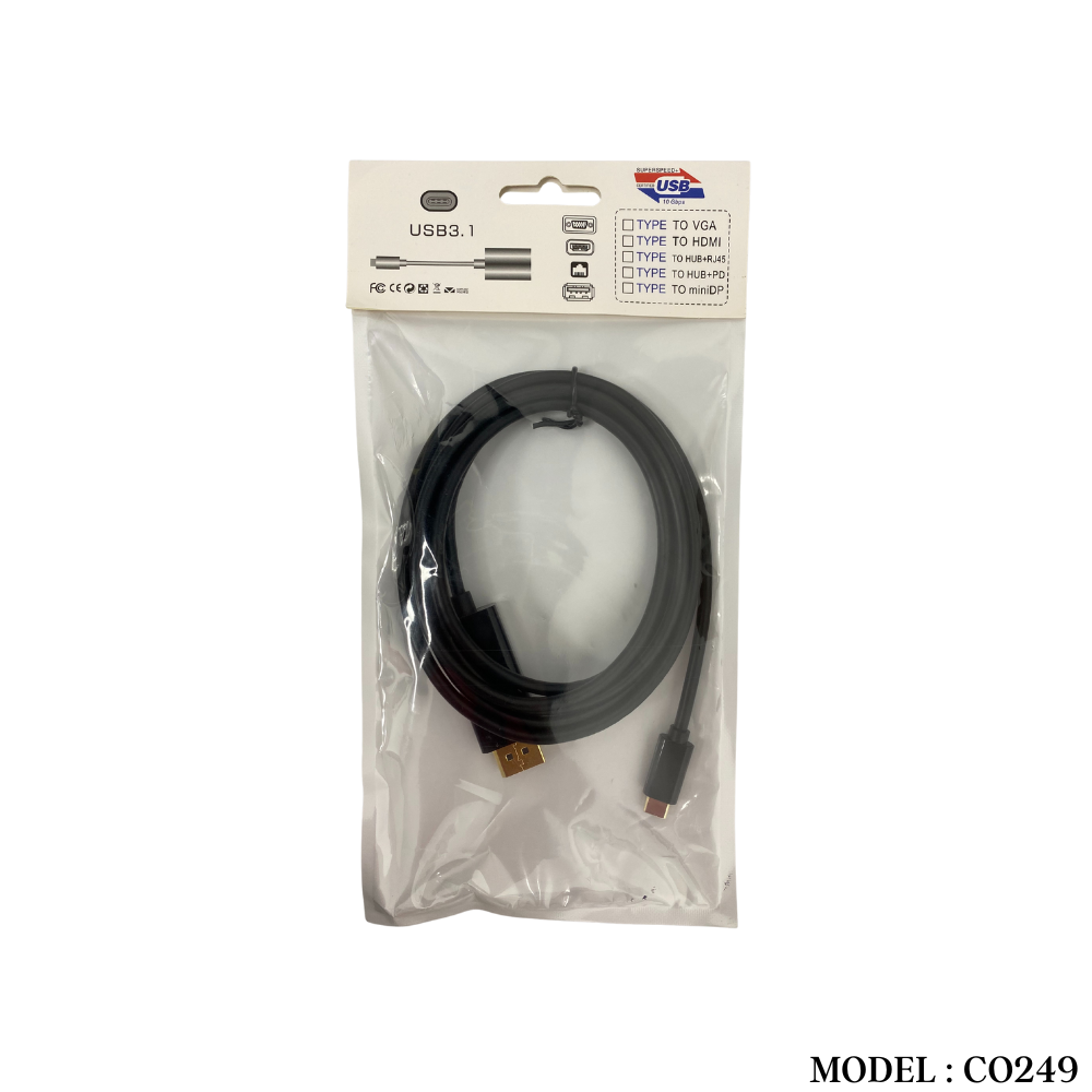 CO249 USB 3.1 TYPE C TO DISPLAY PORT 1.8M - Image 3