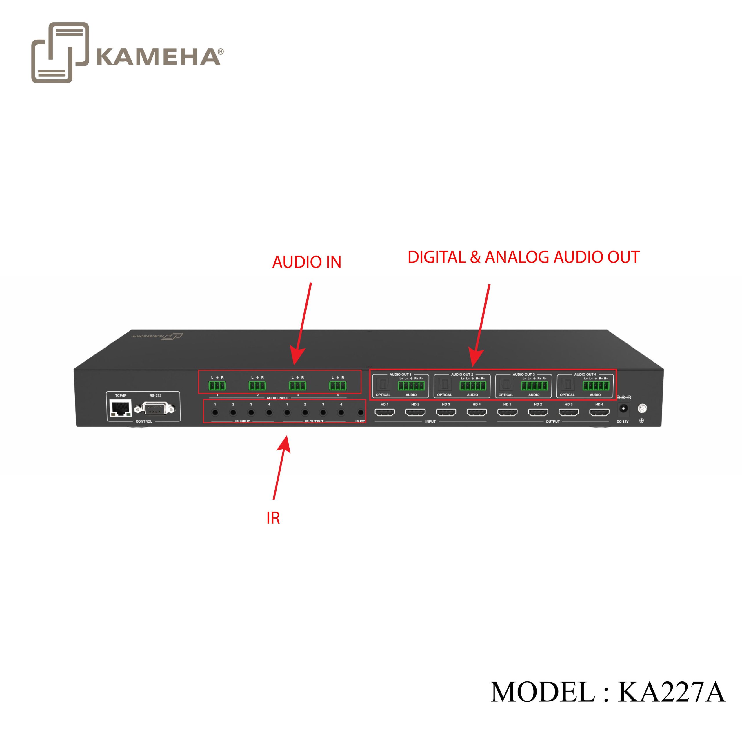 KA227A HDMI SEAMLESS MATRIX 4X4 WITH MULTIVIEWER & VIDEO WALL 2X2 (4K60HZ) - 1U CHASIS - Image 4